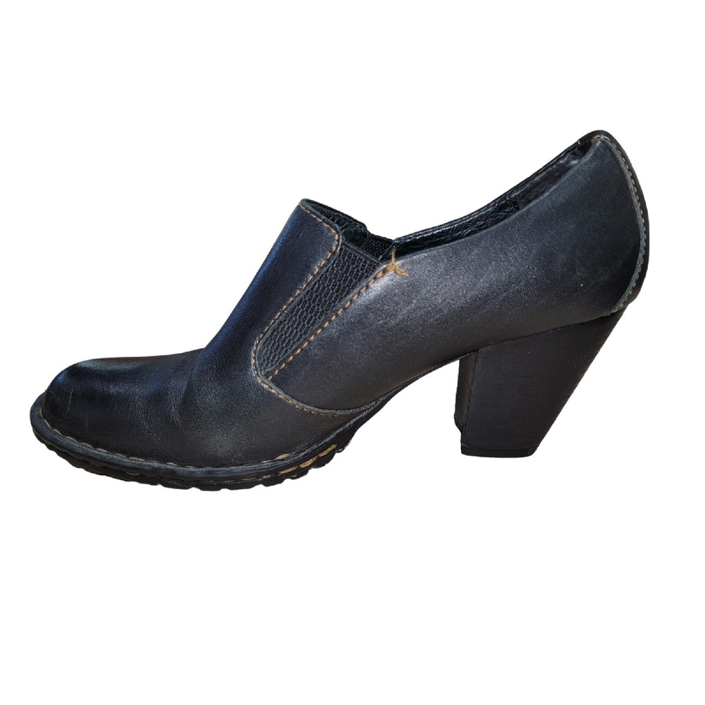 Born Gertrude Womens Black‎ Leather Slip On Heel Pump Clog Shoes Sz 7 US / 38 EU - Picture 6 of 13